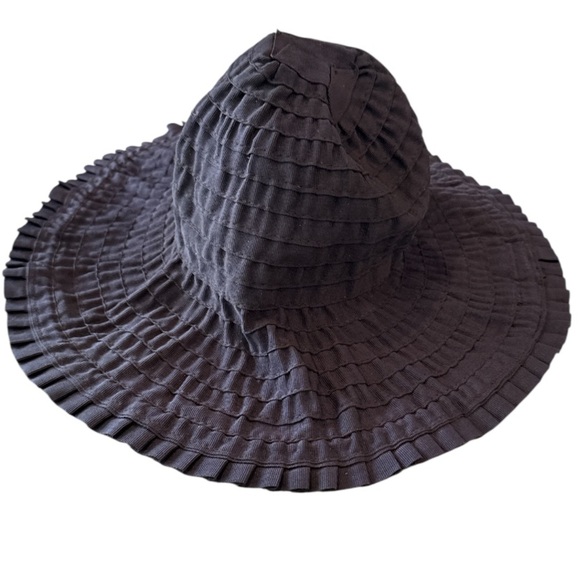 Macy’s Charter Club Elegant Black Wide-Brim Ruffled Hat with Bow Size OS - Picture 7 of 12